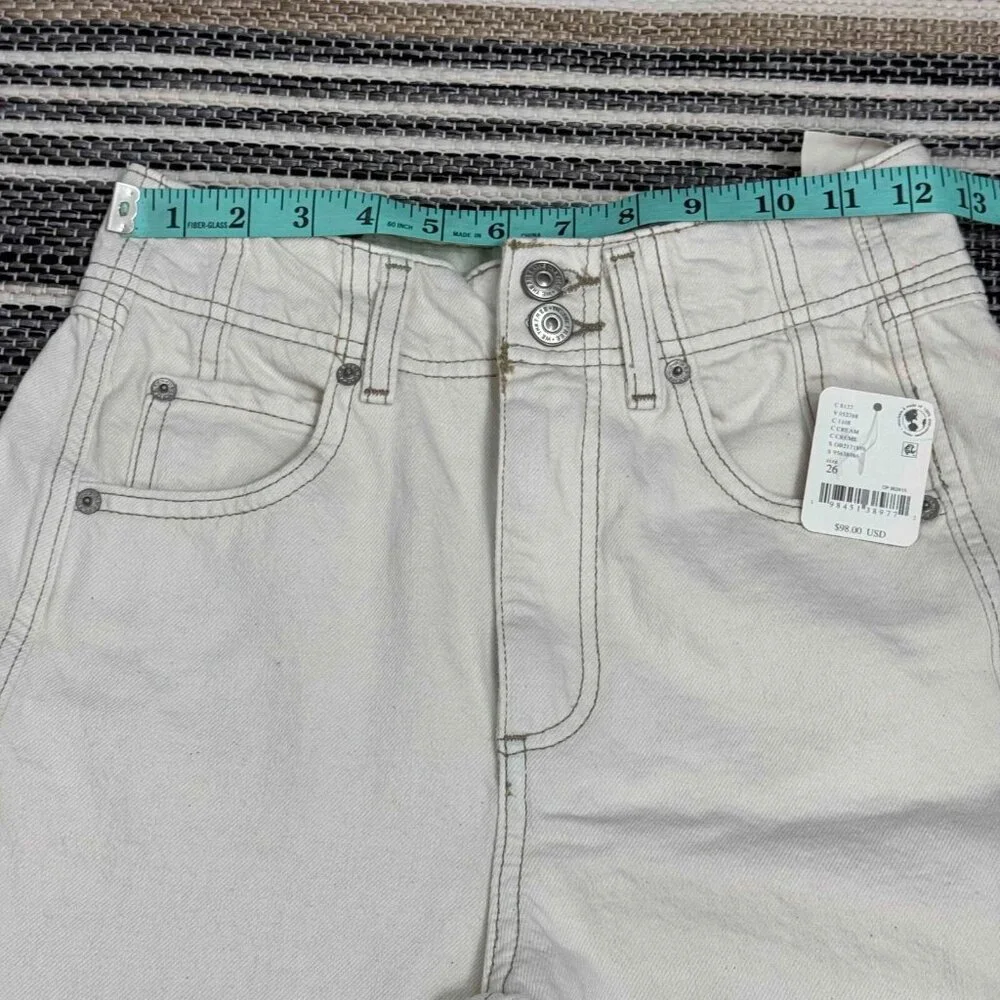 Free People We The Free Aster Straight Leg Jeans 100%‎ Cotton Cream Size 26